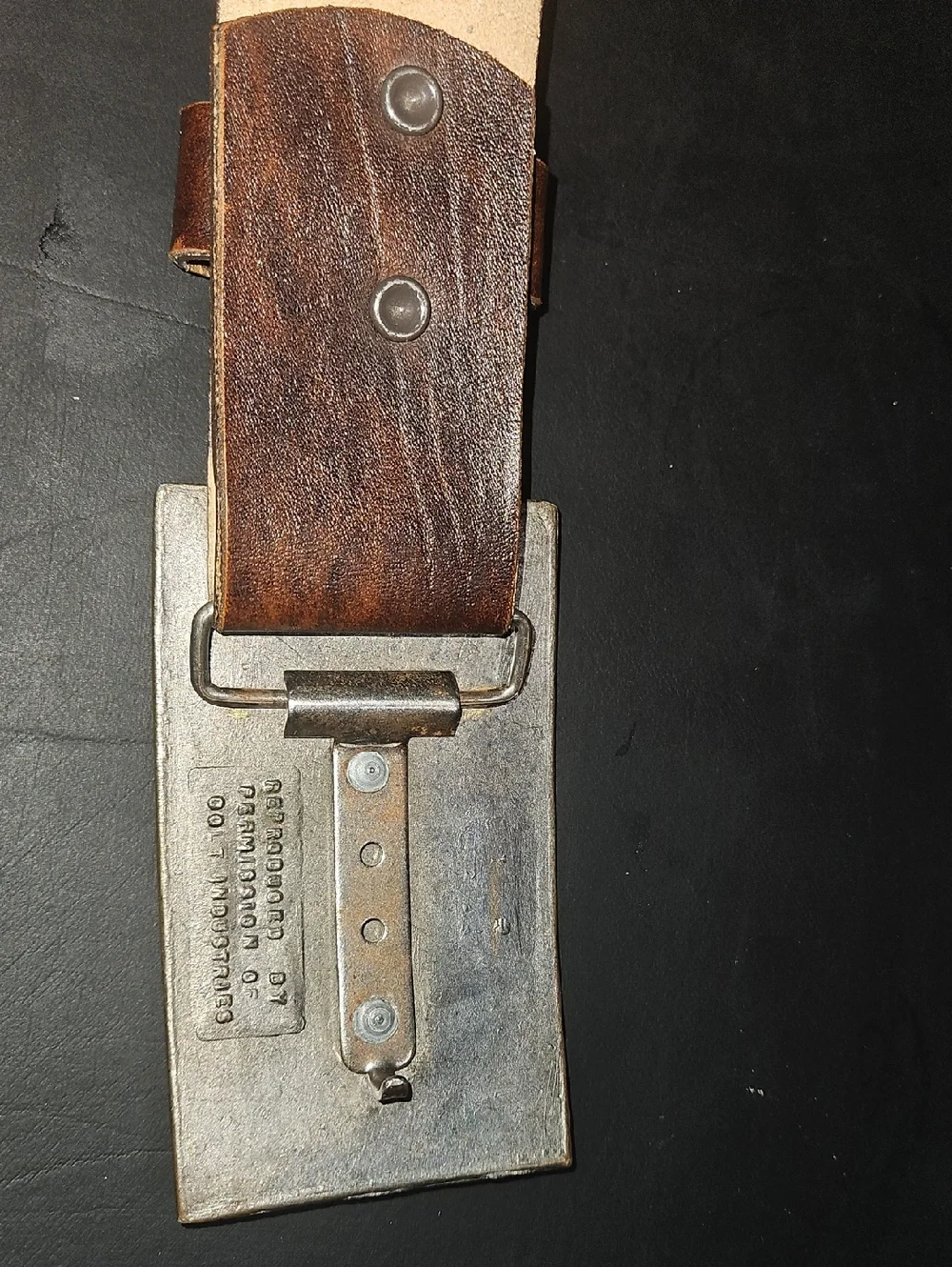 Colt Revolver Buckle on Leather Belt Belt Size 52-54